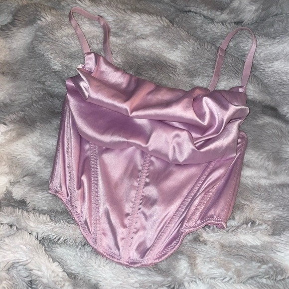 UO URBAN OUTFITTERS | Pastel Lilac Orchid Satin Corset Crop Top | Size XS - Picture 2 of 6